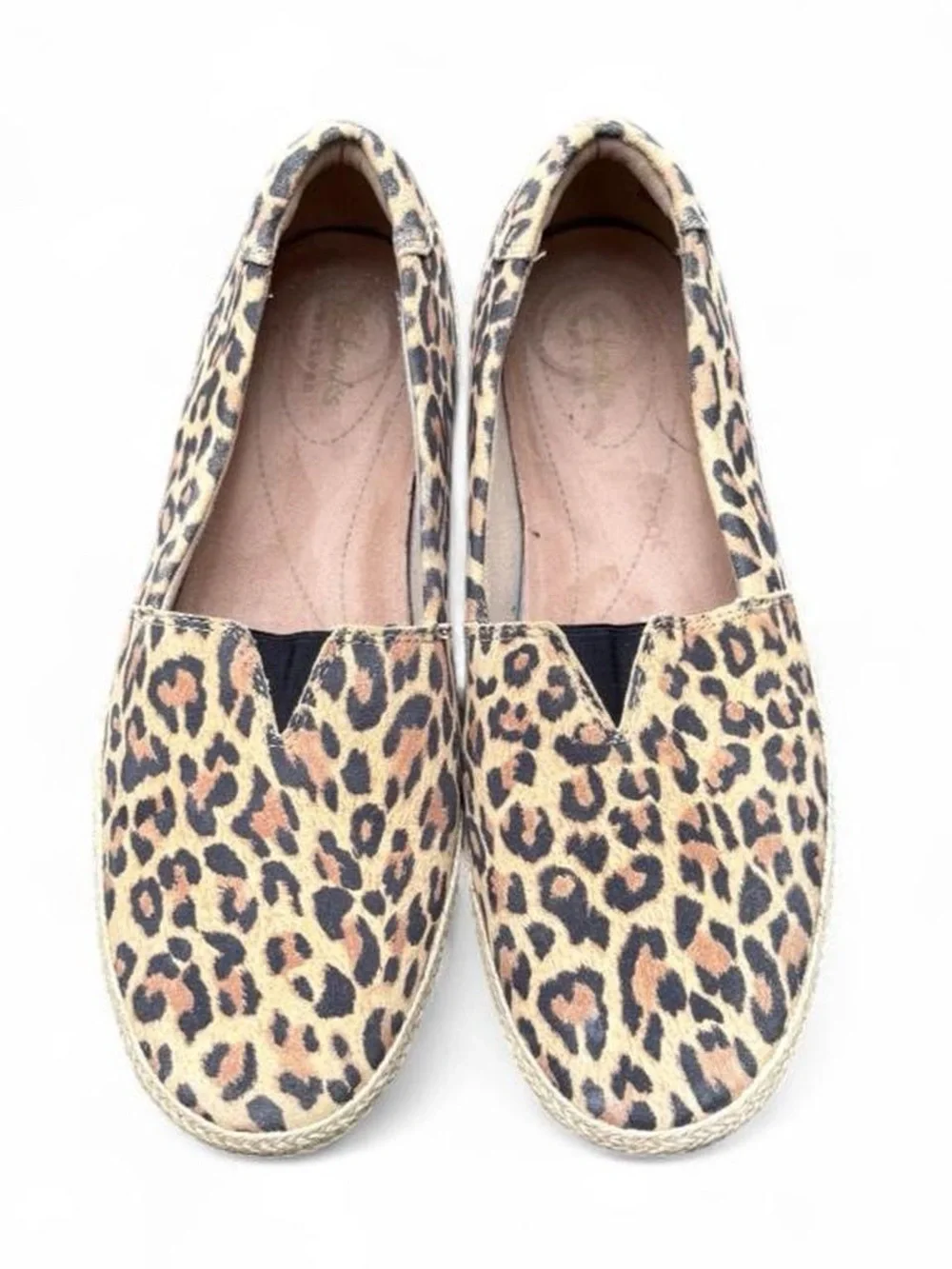 Clarks Danelly flats leopard print slip on espadrille shoes